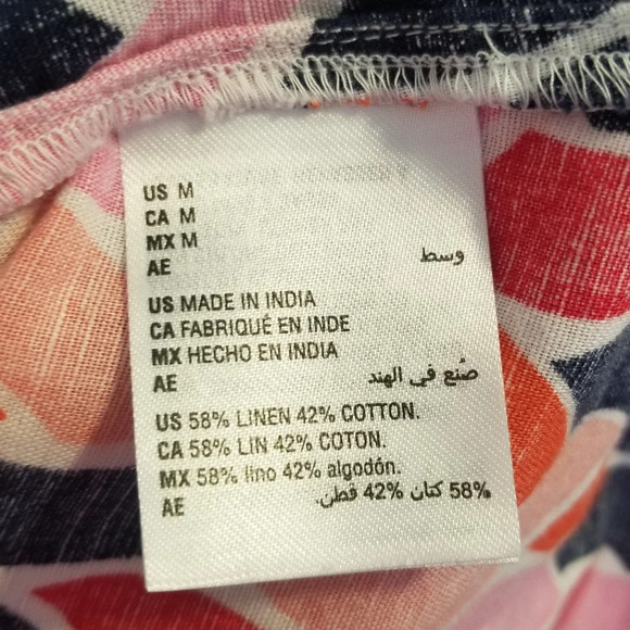 Charger Club Luxury Linen multicolor button down Short-sleeve Top Blouse - Picture 6 of 6